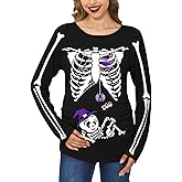 Halloween Women's Pregnant Maternity Pregnancy Costume Loose Wrap Family Shirts Skull Skeleton Baby M