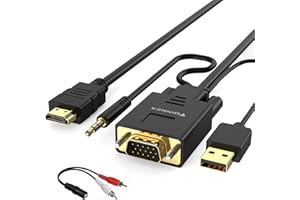 Cable VGA to HDMI Adapter/Converter with Audio,1080P,Convert VGA Source (PC) in HDMI Connector (TV/Monitor),FOINNEX Active Ma