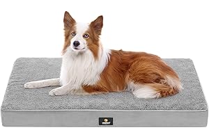 Veehoo Dog Beds for Large Dogs - Orthopedic Dog Bed with Removable Washable Cover, Large Dog Crate Bed Ped Bed Suitable for Dogs Up to 65lbs, Grey
