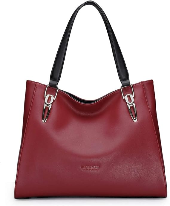 Amazon Laorentou 牛革 財布 ハンドバッグ レディース デザイナーハンドバッグ レザーショルダーバッグ トートパース トップハンドル バッグ Us サイズ One Size カラー レッド Laorentou トートバッグ