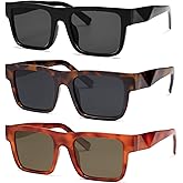 VANLINKER Fashion Trendy Square Sunglasses for Men Women Dark Shades with UV Protection for Driving VL9805