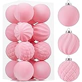Wironlst Velvet Ornaments for Christmas Tree, 3 Style Flocked Matte Velvet Christmas Ball Ornaments, Shatterproof Decor for Xmas Tree Wedding Holiday Party Home (3.15" 16pcs Pink)