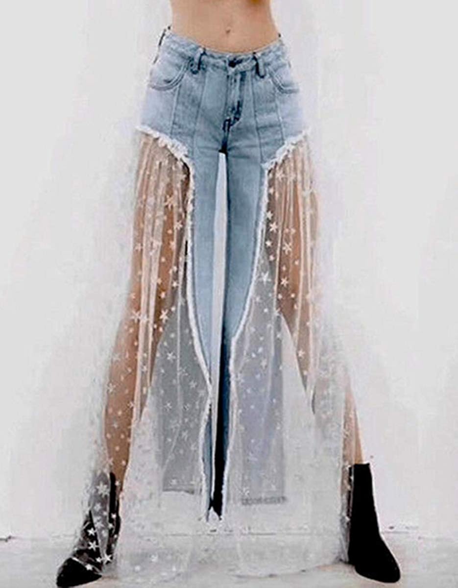 star mesh jeans