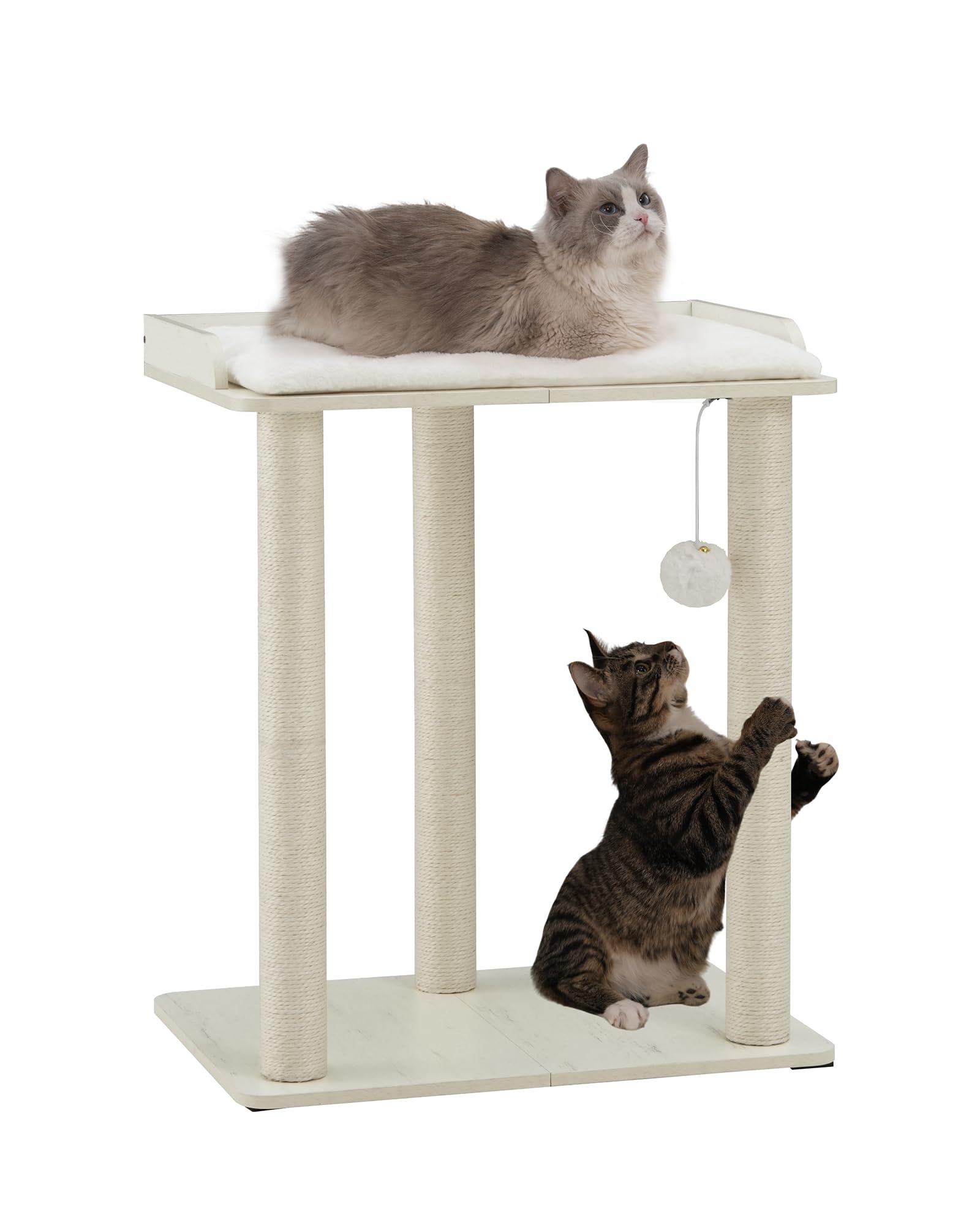 Photo 1 of ITEM IS MISSING PARTS, UNSURE WHAT PARTS ARE MISSING --------------------------------------FourFurPets 26.7in Large Cat Tree Tower Condo, Cat Scratch Posts for Indoor Cats, Big Plate, Three 23.6in Full Sisal Scratching Posts, White