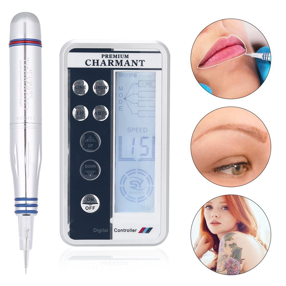 Digital Permanent Tattoo Eyebrow Makeup Machine Tattoo Lip Eye liner Microblading Pen Device With 6PCS Tool Head Accessory(US Plug)