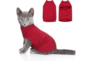 DOCIOTE Soft Fleece Dog Sweatshirt - Warm Dog Sweaters for Small Medium Dogs Cats Cold Weather - Cat Sweater Pullover Stretchy Hoodie Easy On - Comfortable Dog Winter Clothes Pet Sweaters Vest for Doggie Red
