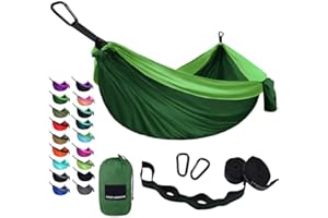 Gold Armour Camping Hammock - Portable Hammock Single Hammock Camping Accessories Gear for Outdoor Indoor Adult Kids, USA Based Brand (Green)
