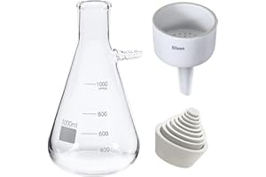 ECO-BAEERSS Buchner Funnel Filtering Kit, Vacuum Filter Flask Set with 1000 ml Filter Bottle and 80 mm Funnel, Filter Flask Set Borosilicate Glass Lab Vacuum Filtration Distillation Apparatus (White)