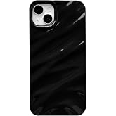 Caseative for iPhone 14 Plus Case, Black | Water Ripple Pattern Curly Wave Shape Soft