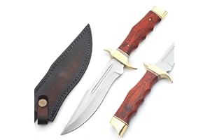 VIKING HUNTER Handmade Stainless Steel Fixed Blade 13.25"" Hunting Bowie Knife with Leather Sheath - Straight Edge Knife for Camping, Hiking, Survival (VK-HK-04)