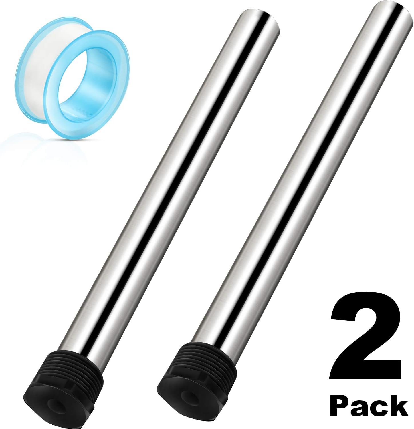 2 Packs RV Water Heater Anode Rod Magnesium Anode Rod with a PTFE Tape 9.25 Inch Long 3/4 Inch Thread Compatible with Suburban 232767 and Mor-Flo 6 Gallon Water Heater Tanks