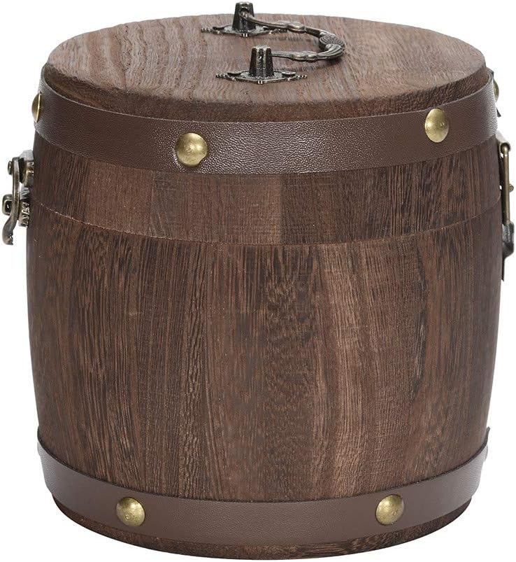 YLCOYO Wooden Barrel Canister Storage Caddy for Tea Leaf Flour Coffee Bean Sundries Storage Bucket