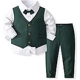 Volunboy Baby Boy Suit Toddler Formal Outfit Kids 3 Piece Vest Gentleman Clothes Long Sleeve Shirt and Pants Set
