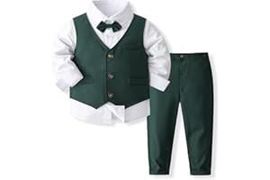 Volunboy Baby Boy Suit Toddler Formal Outfit Kids 3 Piece Vest Gentleman Clothes Long Sleeve Shirt and Pants Set