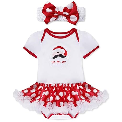 YiZYiF 2tlg. / 4tlg. Baby Mädchen Kleid Weihnachten Bekleidung Set Strampler Tütü Bodys + Kopfband 0-18 Monate