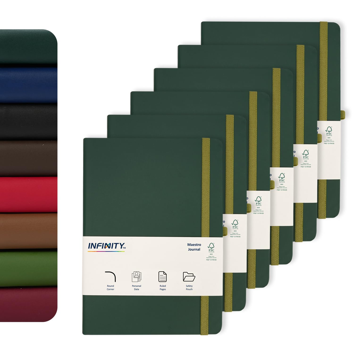 Infinity Notebook Journal, Maestro Journal Notebook Ruled Paper - A5 size 80 GSM Thick Lined Paper Hard Cover Classic Writing Journals, Diary with Rear Pocket & Pen Holder