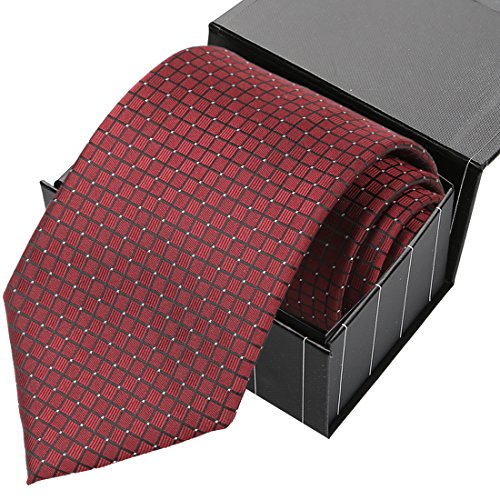 KissTies Solid Burgyndy Extra Long Tie Vintage Red Necktie+Magnetic Box(63'' XL)