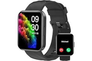 RUIMEN Smart Watches for Men Women (Answer/Make Calls) Compatible with iPhone/Android Phones, 1.85" HD Screen Fitness Tracker Heart Rate Monitor 100+ Sports Tracker Watch Waterproof (Black)