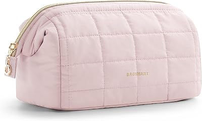 Bagsmart Makeup Bag Travel Cosmetic Bag Pink Large Capacity