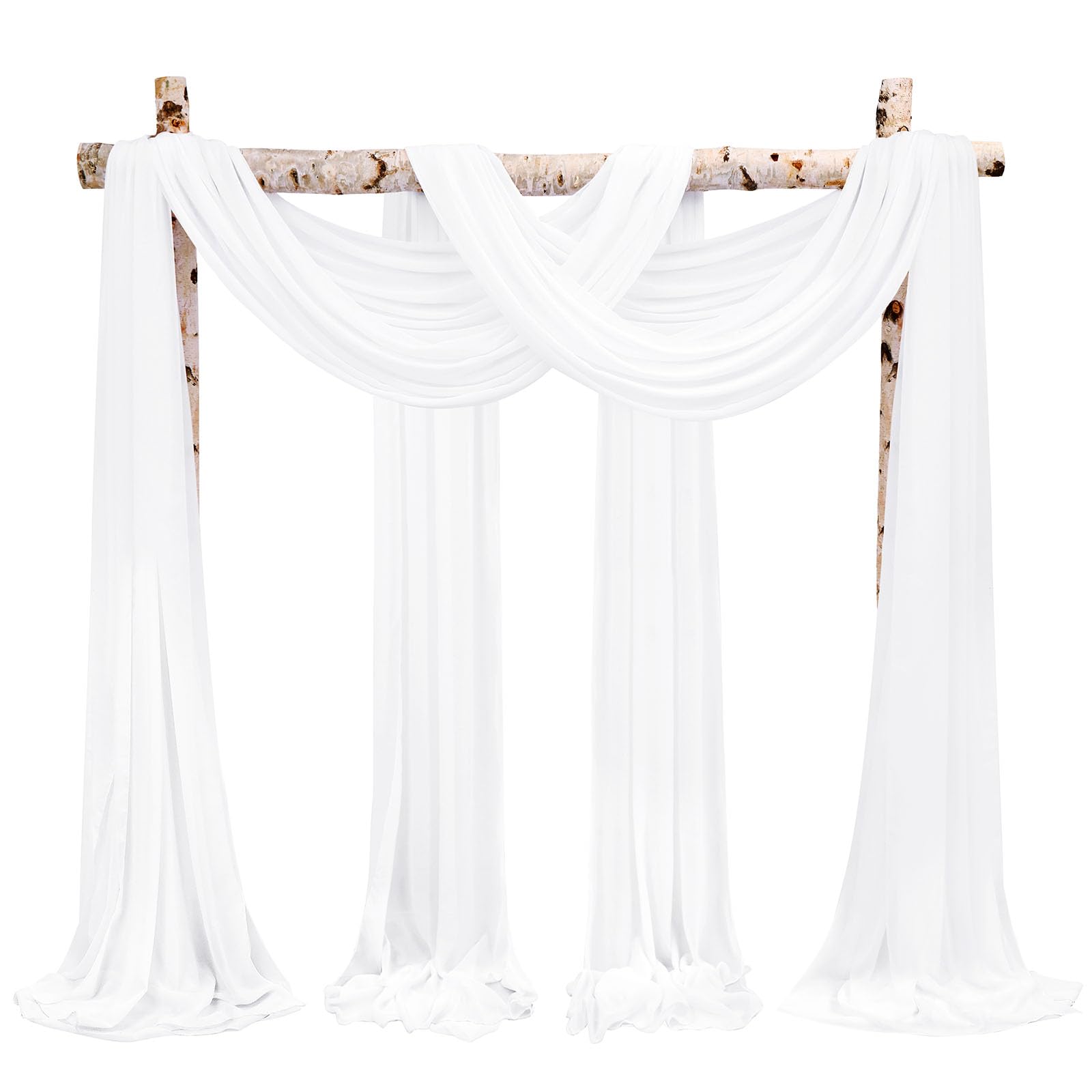 Showgeous Wedding Arch Draping Fabric 4 Panels 28" x20Ft Cream White Chiffon Fabric Drapery Wedding Arch Drapes Chiffon Sheer Backdrop Curtains for Arbor Wedding Archway Ceremony Ceiling Decorations — image 1