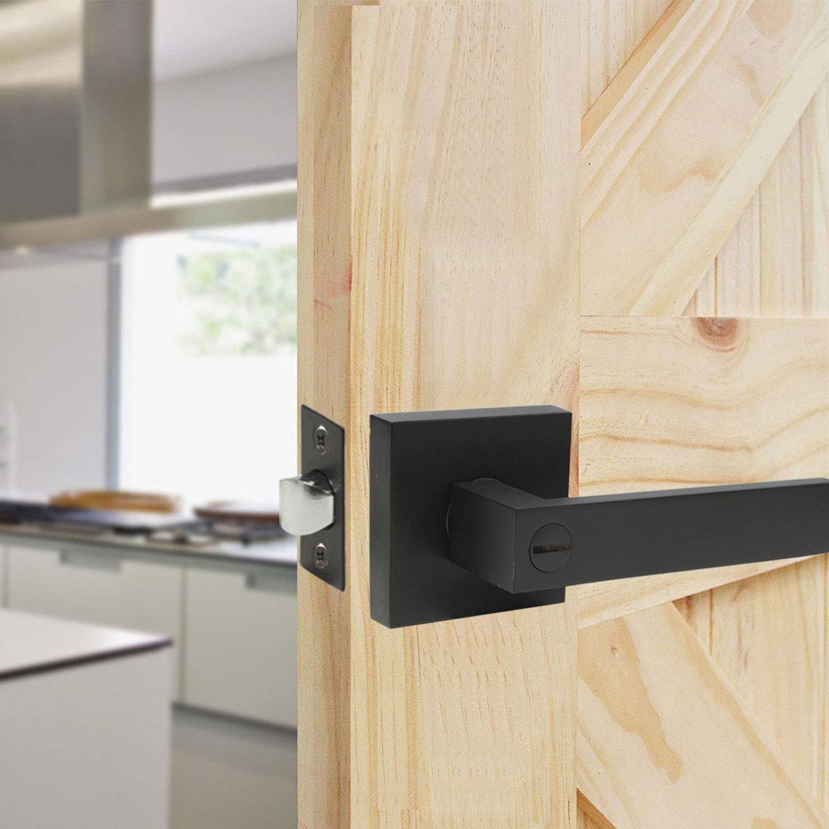 Exterior Door Hardware 5 PackKeyed Alike Entry Door Lever in Black