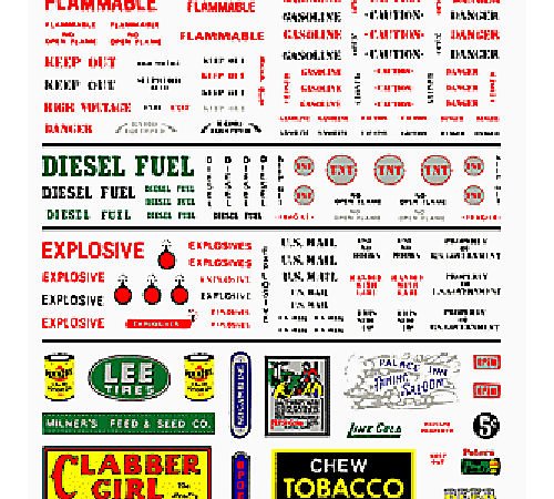 Data-Warning Labels & Comm.Signs Dry Transfer Decals Woodland Scenics