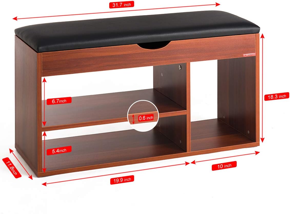 Mr IRONSTONE Shoes Bench Boot Organizing Upholstered Shoe Rack Entryway Storage, 2-Tier & 1- Hidden Compartment: Kitchen & Dining