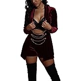 Women Sexy Two Piece Outfits Clubwear Velvet Long Sleeve Blazer Jacket Bodycon Shorts Set Night Party Club