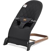 Foldable Baby Bouncer Seat, 3 Heights, Soft Cotton (Charcoal Gray) | Soft cotton cover, natural bounce, 120-degree recline, one-hand height adjustment, folds to 5 in, 3-point harness, 20 lb max