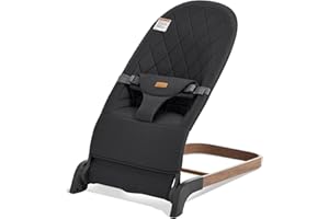 TAYLENGROW BABY Foldable Baby Bouncer, Baby Seat with 3 Adjustable Heights, Portable Newborn Rocker, Ergonomic Bouncy Seat for Natural Bounce, Bouncer for Babies 0-6 Months, Soft Cotton (Charcoal Gray)