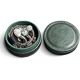 Lightweight and Portable PU Leather Storage Box Suitable for Wired earplugs and in Ear Headphone Storage Protective Cover (Green)