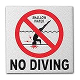 Aquatic Custom Tile Ceramic Swimming Pool International No Diving Symbol Deck Abrasive Non-Slip Finish