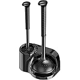 EHADOO Toilet Brush and Plunger Set: 2-in-1 Heavy Duty Toilet Plunger and Bowl Brush Combo with Holder for Bathroom Cleaning - Black