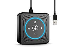 USB Speakerphone - EMEET M0 4 AI Mics Speakerphone for Conference Calls 360° Voice Pickup Conference Speakerphone for Computer Plug and Plays Computer Speaker with Microphone for 4 People