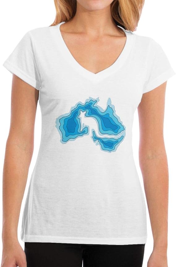 Amazon Co Jp レディース Tシャツaustralia Map Vネック シンプル夏の新型ファッション可愛い 個性 欧米風 服 ファッション小物