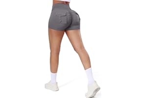SEASUM Women Pocket Shorts 3"/4.5" Scrunch Butt Workout Cargo Shorts V Waist Yoga Booty Lifting Gym Bottom