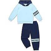 Perdeca Toddler Boy Clothes Color Blocking Hooded Sweatshirts Pants Set Toddler Boy Fall Winter Outfits 2T-7Y