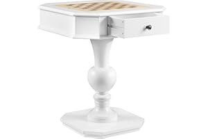 CASAROUND Reversible Chess Checker Game Table w/Game Tray (Chess Fingures Not Included),Exquisite and Practical, Smooth，with Drawer (White)