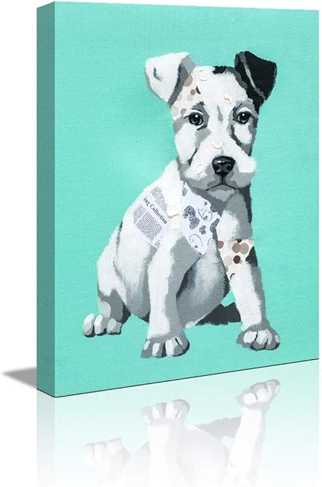 Amazon Com Framed Wall Art For Bedroom Bathroom Decor Abstract Dog With Headphones Canvas Prints Home Wall Decor Artwork Gallery Wrap Inner Frame To Hang Posters Prints