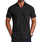 COOFANDY Mens Button Down Shirts Short Sleeve Casual Shirt Summer Untucked Dress Shirts