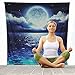 ACRAFT Wall Tapestry Moon Ocean Stars for Bedroom Wall Hanging Blue Queen Teal Turquoise Decor Ocean Sea Tapestries for Yoga Beach Picnic Blanket(Shining Clean)