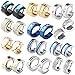 JOVIVI® 8pc Mens Stainless Steel Fashionable Multi-style Set Luxury Hinge Snap Huggie Hoop Earrings