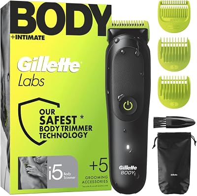 Labs i5 Body + Intimate Trimmer Men's with SkinFirst Technology - Intimate Shaver Man for Body & Intimate Area, Waterproof - Black/Green