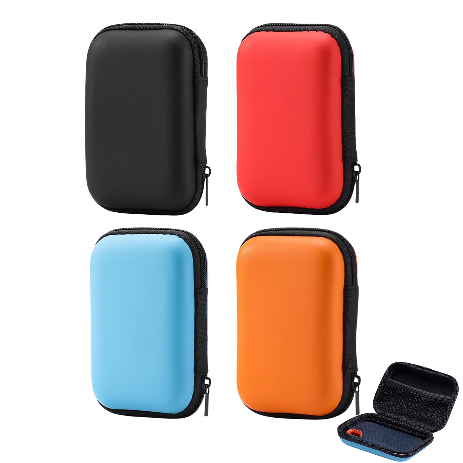 4 Pcs Playing Card Case,Card Storage Box,Carry Case for Skip BO/Skyjo/Phase 10/UNO Card Game,Black/Blue/Orange/Red Waterproof Anti-Scratch Holder Playing Card Box(12*8*4 cm),for Travel Outdoor Camping