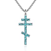 HUKKUN Eastern Orthodox Cross Necklace Sterling Silver Christain Greek Eastern Orthodox Jewelry Gift for Men