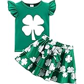 zarmfly Girls Skirt Set 2 Piece Outfit Toddler Summer Clothes Ruffle Sleeve T-Shirt Bow Knot Tutu Skirt Outfit Set