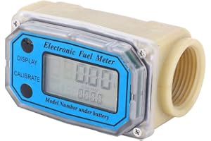 Oumefar LLW-25PP Meter Inline Digital Display Turbine Meters Blue Plastic Chemical Liquid Mete with 1 Inch Internal Thread fo