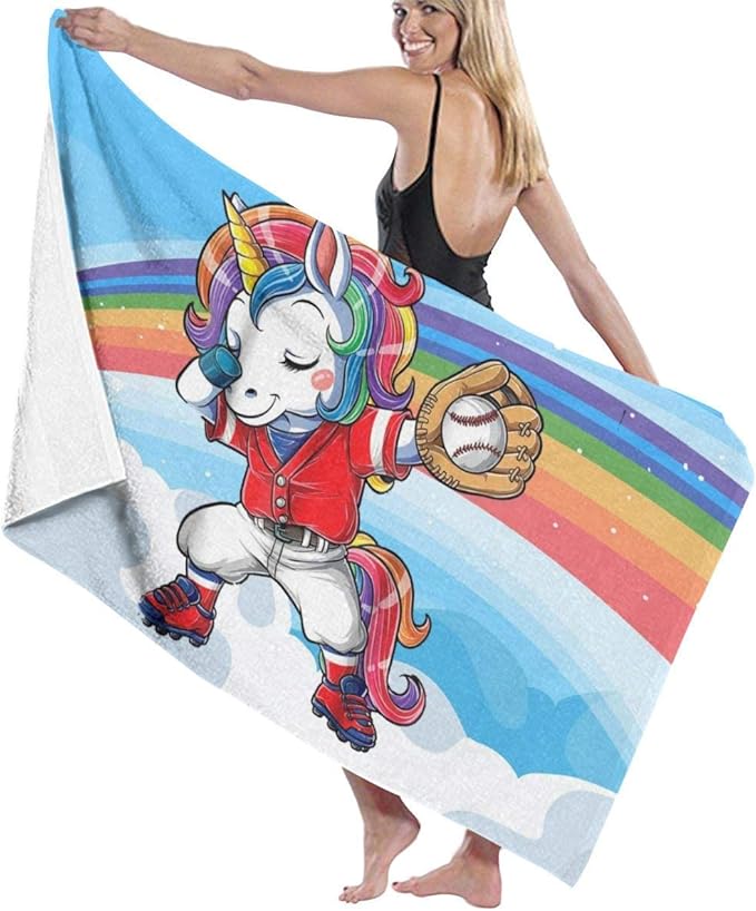 Hotyle Toallas de baño de Playa temáticas de Unicornio, béisbol