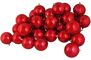 Northlight 32 Count Shiny Hot Shatterproof Christmas Ball Ornaments, 3.25" (80mm), Red