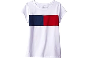 Tommy Hilfiger Girls' Short Sleeve T-Shirt with Flag Logo, Cotton Blend Tee with Tagless Interior